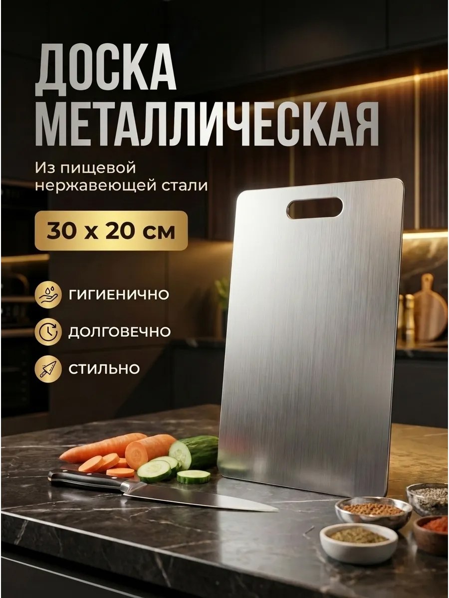 Доска разделочная из нержавеющей стали 30х20 см